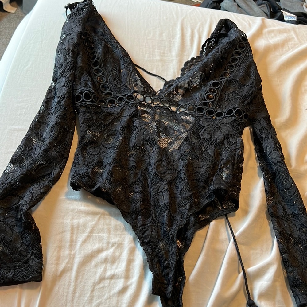 deep v open back see through bodysuit